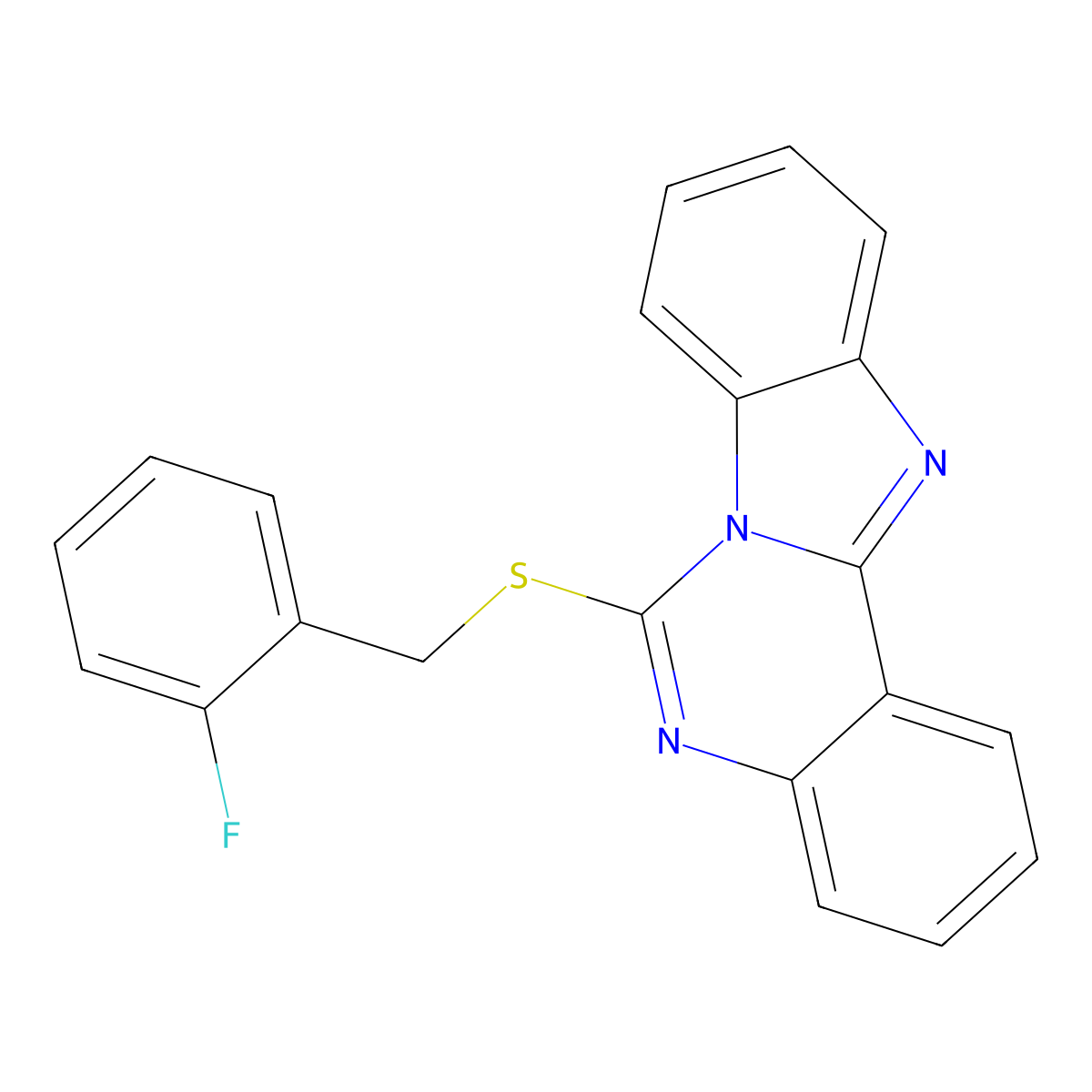 6-[(2-Fluorophenyl)methylsulfanyl]benzimidazolo[1,2-c]quinazoline molecular structure, CAS 688792-64-5