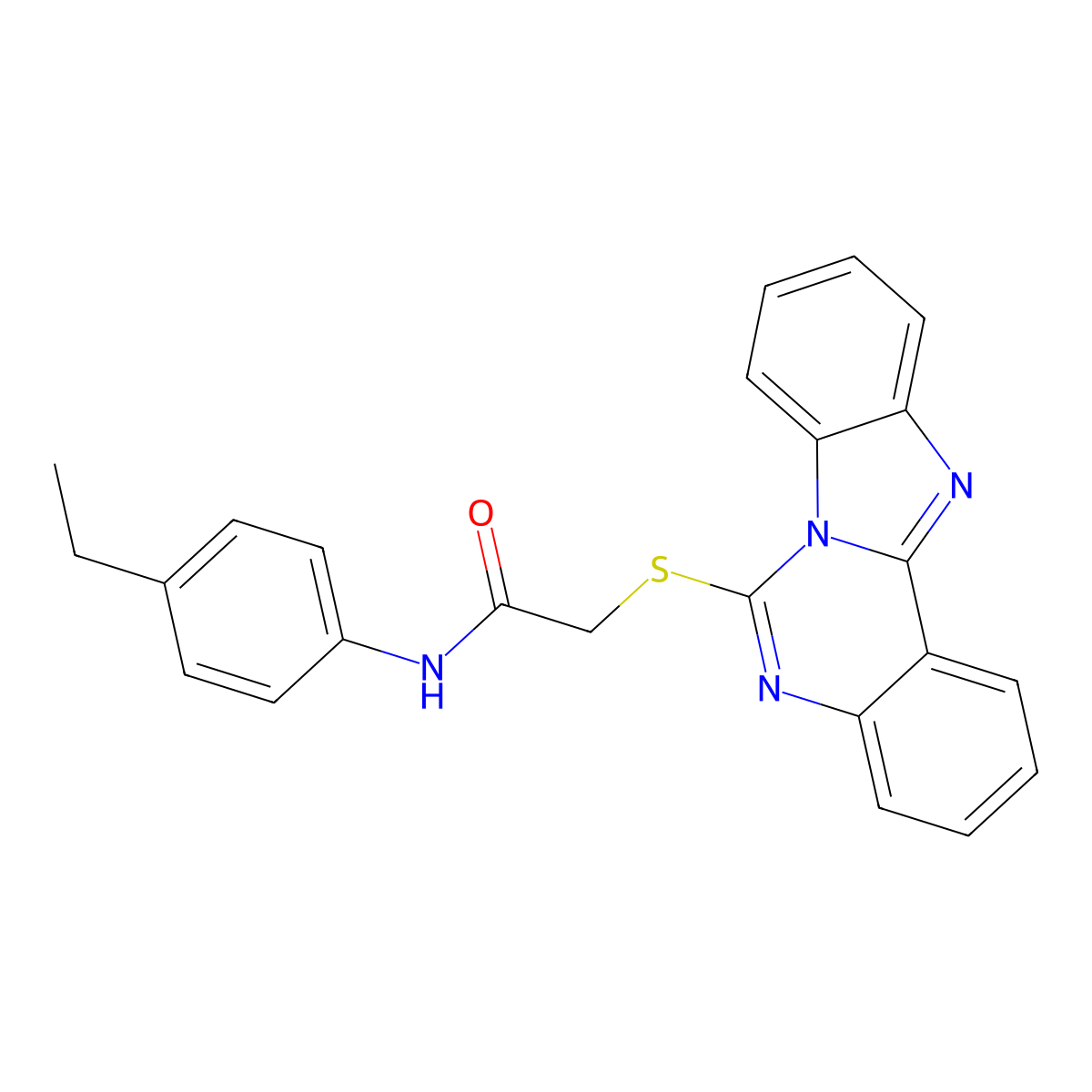 2-(benzimidazolo[1,2-c]quinazolin-6-ylsulfanyl)-N-(4-ethylphenyl)acetamide molecular structure, CAS 688792-65-6