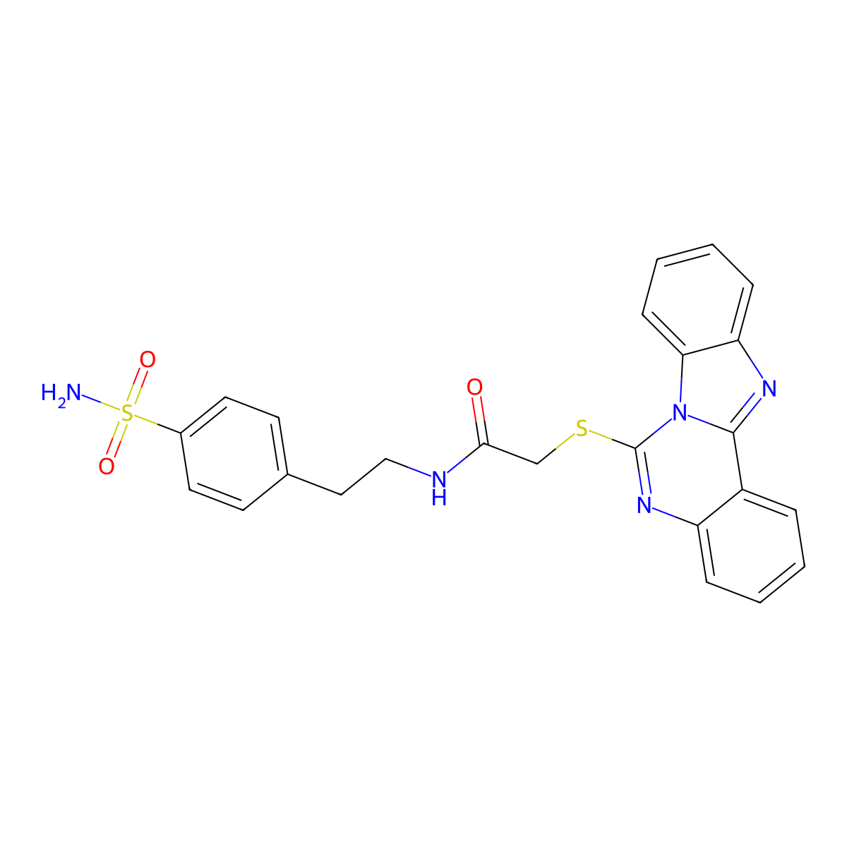 2-(benzimidazolo[1,2-c]quinazolin-6-ylsulfanyl)-N-[2-(4-sulfamoylphenyl)ethyl]acetamide molecular structure, CAS 688792-67-8