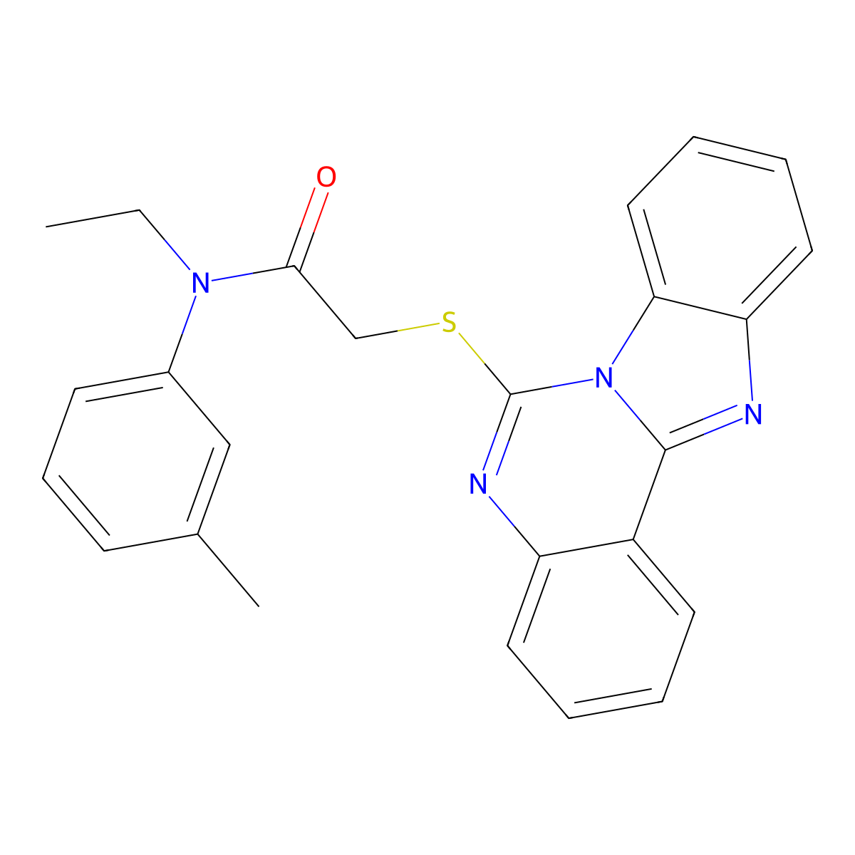 2-(benzimidazolo[1,2-c]quinazolin-6-ylsulfanyl)-N-ethyl-N-(3-methylphenyl)acetamide molecular structure, CAS 688792-69-0