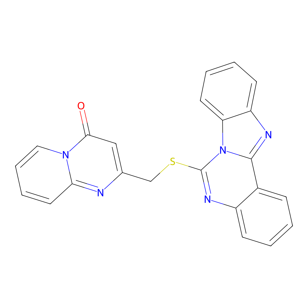 2-(Benzimidazolo[1,2-c]quinazolin-6-ylsulfanylmethyl)pyrido[1,2-a]pyrimidin-4-one molecular structure, CAS 688792-71-4