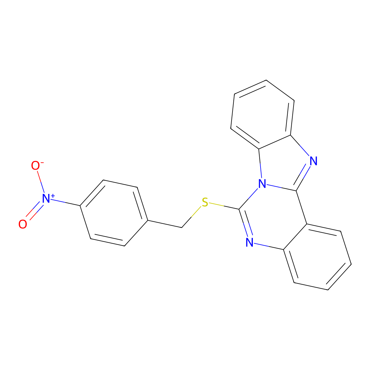 6-[(4-Nitrophenyl)methylsulfanyl]benzimidazolo[1,2-c]quinazoline molecular structure, CAS 688792-74-7