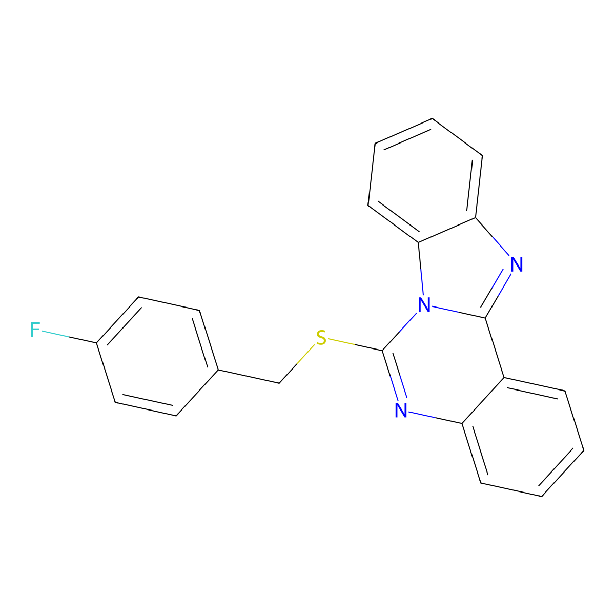 6-[(4-Fluorophenyl)methylsulfanyl]benzimidazolo[1,2-c]quinazoline molecular structure, CAS 688792-76-9