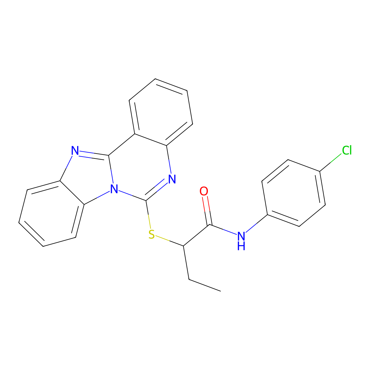 2-(benzimidazolo[1,2-c]quinazolin-6-ylsulfanyl)-N-(4-chlorophenyl)butanamide molecular structure, CAS 688792-82-7