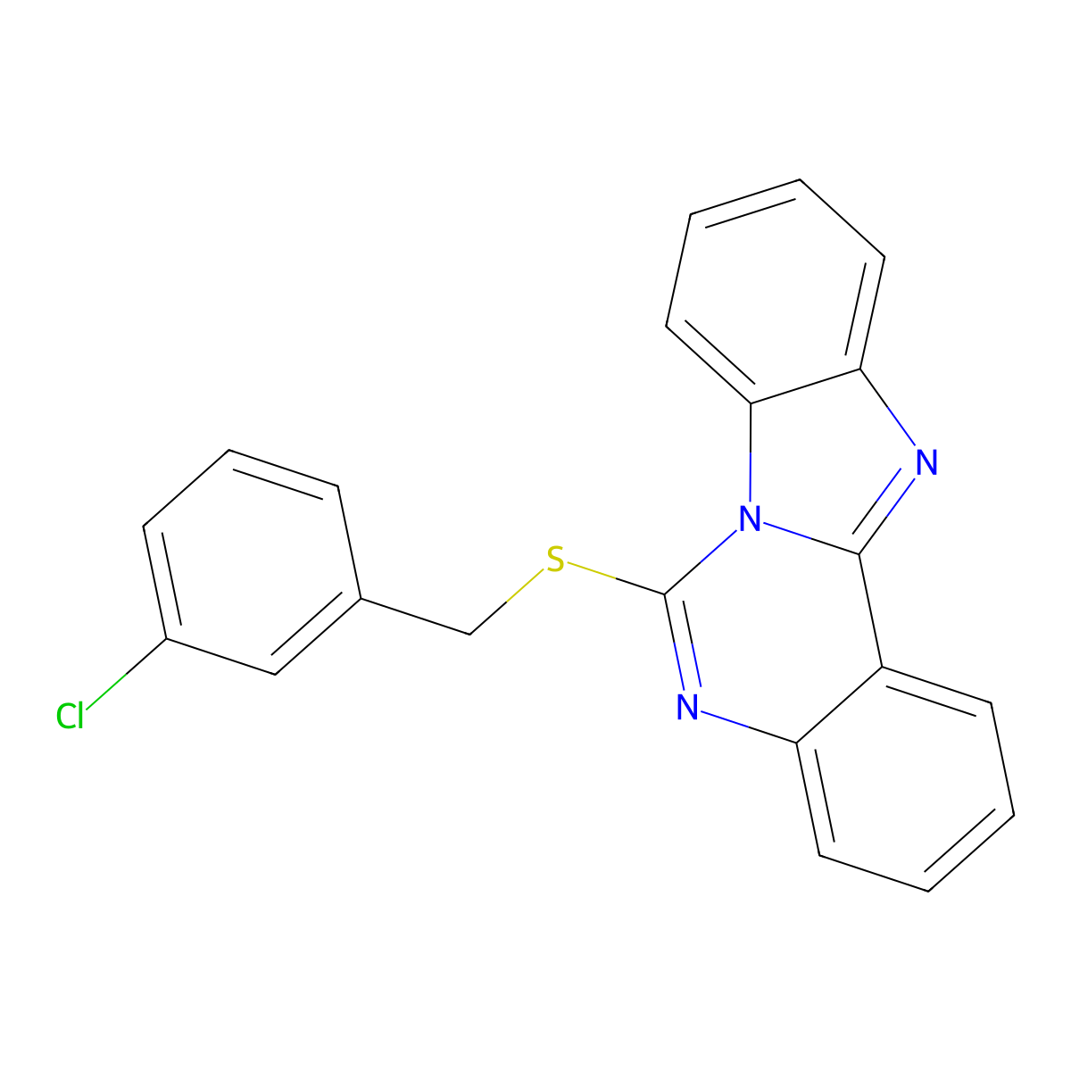 6-[(3-Chlorophenyl)methylsulfanyl]benzimidazolo[1,2-c]quinazoline molecular structure, CAS 688792-84-9
