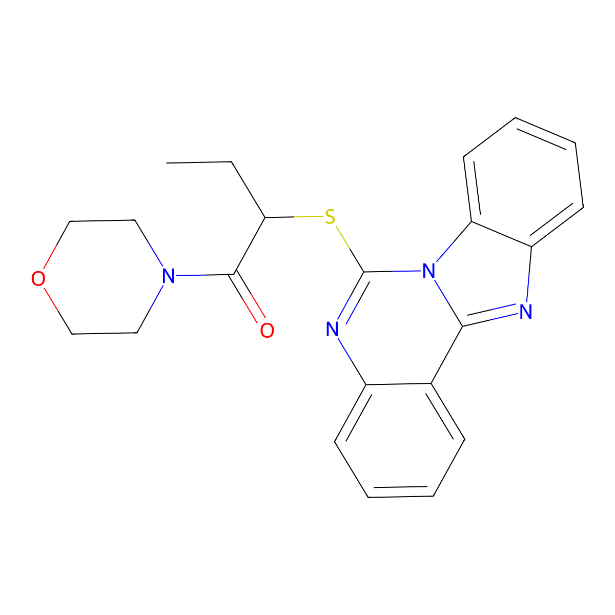 2-(Benzimidazolo[1,2-c]quinazolin-6-ylsulfanyl)-1-morpholin-4-ylbutan-1-one molecular structure, CAS 688792-85-0