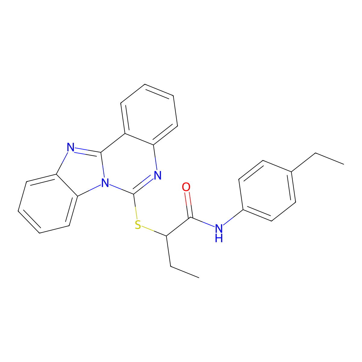 2-(benzimidazolo[1,2-c]quinazolin-6-ylsulfanyl)-N-(4-ethylphenyl)butanamide molecular structure, CAS 688792-91-8