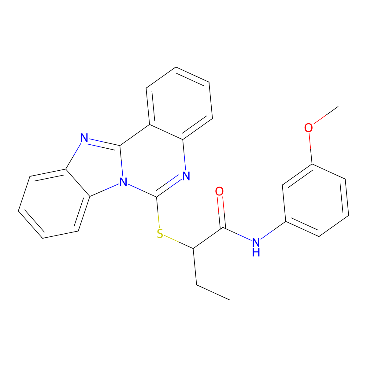 2-(benzimidazolo[1,2-c]quinazolin-6-ylsulfanyl)-N-(3-methoxyphenyl)butanamide molecular structure, CAS 688792-93-0
