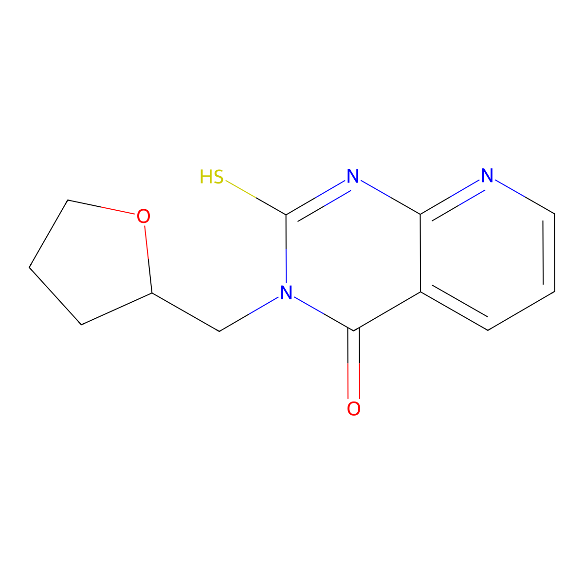 2-mercapto-3-(tetrahydrofuran-2-ylmethyl)pyrido[2,3-d]pyrimidin-4(3H)-one molecular structure, CAS 688793-18-2