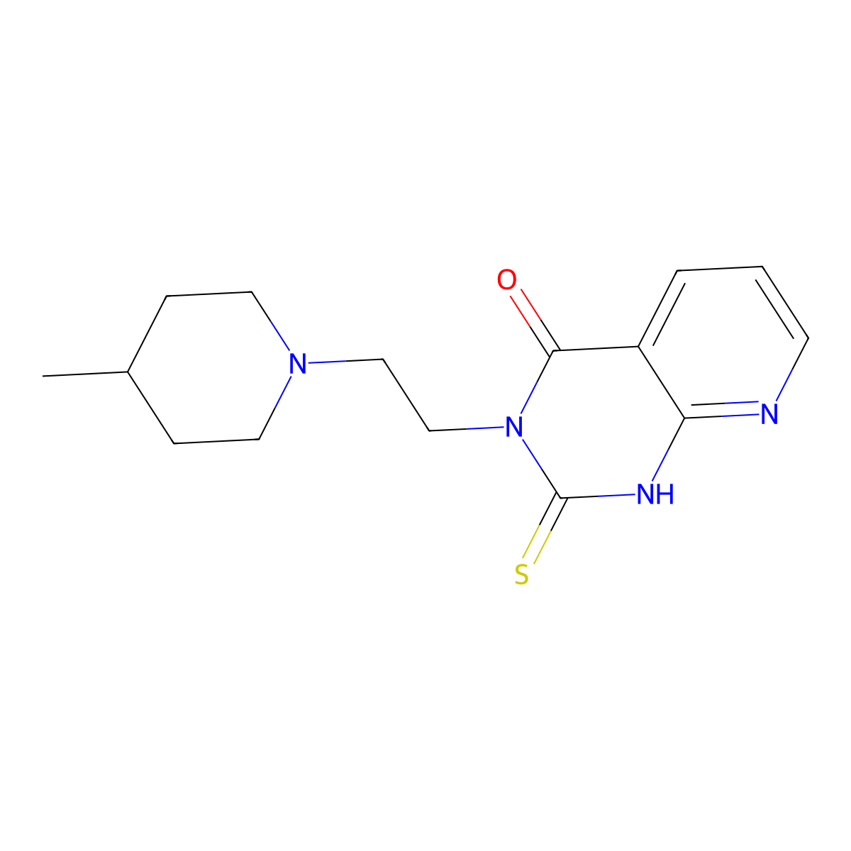 3-[2-(4-methylpiperidin-1-yl)ethyl]-2-sulfanylidene-1H-pyrido[2,3-d]pyrimidin-4-one molecular structure, CAS 688793-32-0
