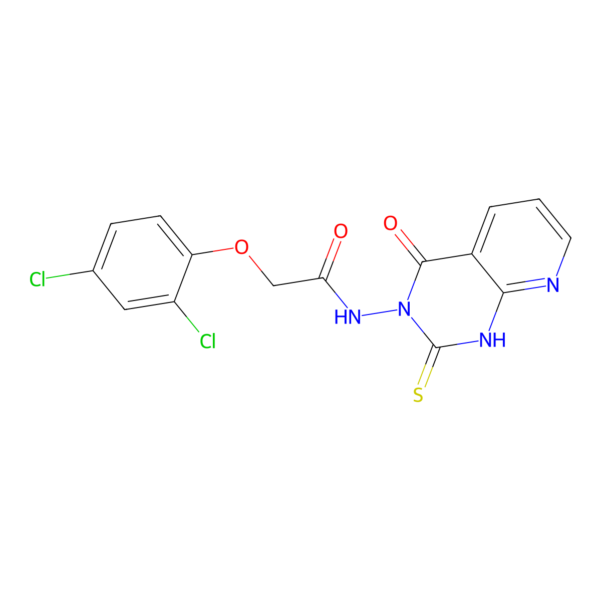 2-(2,4-dichlorophenoxy)-N-(4-oxo-2-sulfanylidene-1H-pyrido[2,3-d]pyrimidin-3-yl)acetamide molecular structure, CAS 688793-52-4