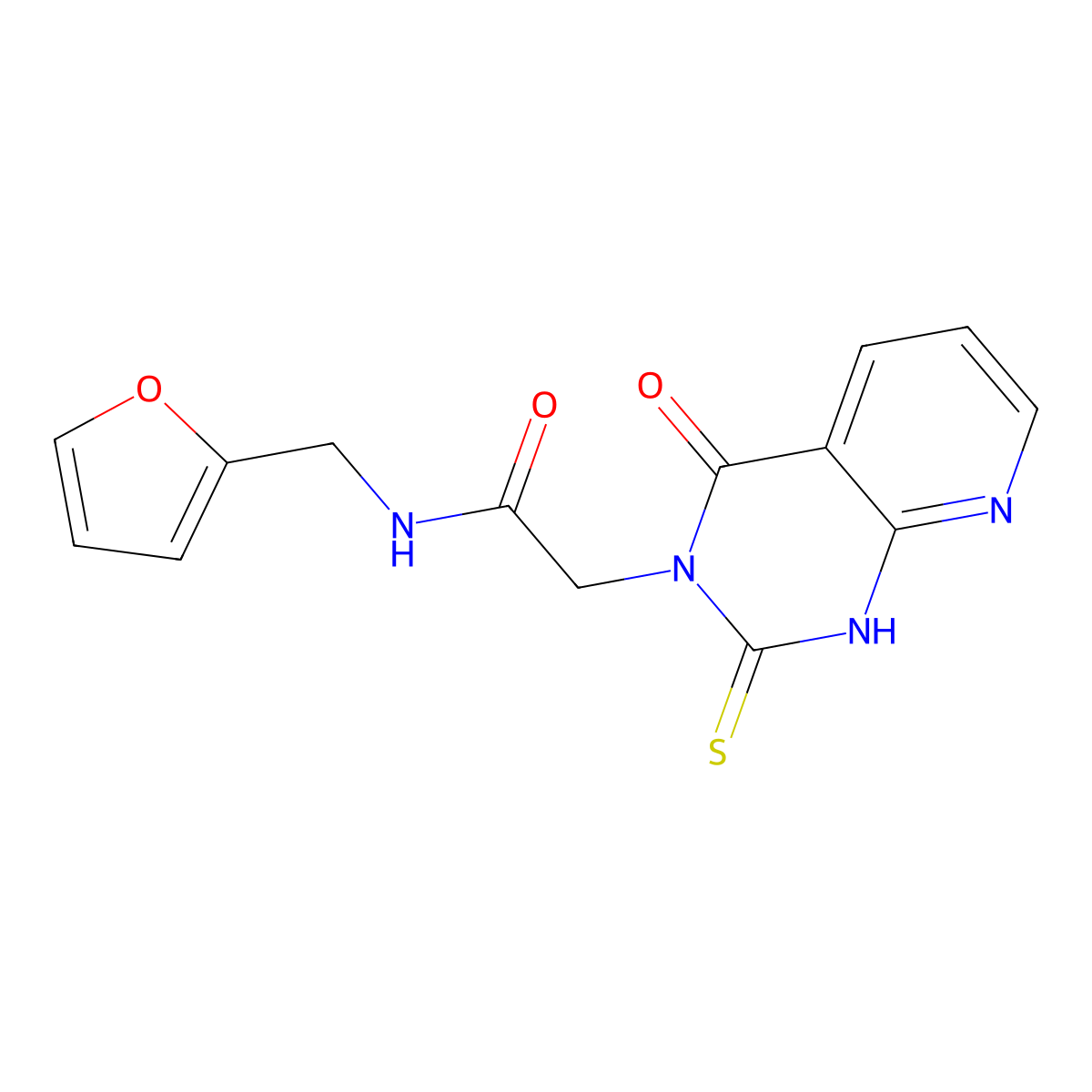 N-(furan-2-ylmethyl)-2-(4-oxo-2-sulfanylidene-1H-pyrido[2,3-d]pyrimidin-3-yl)acetamide molecular structure, CAS 688793-55-7