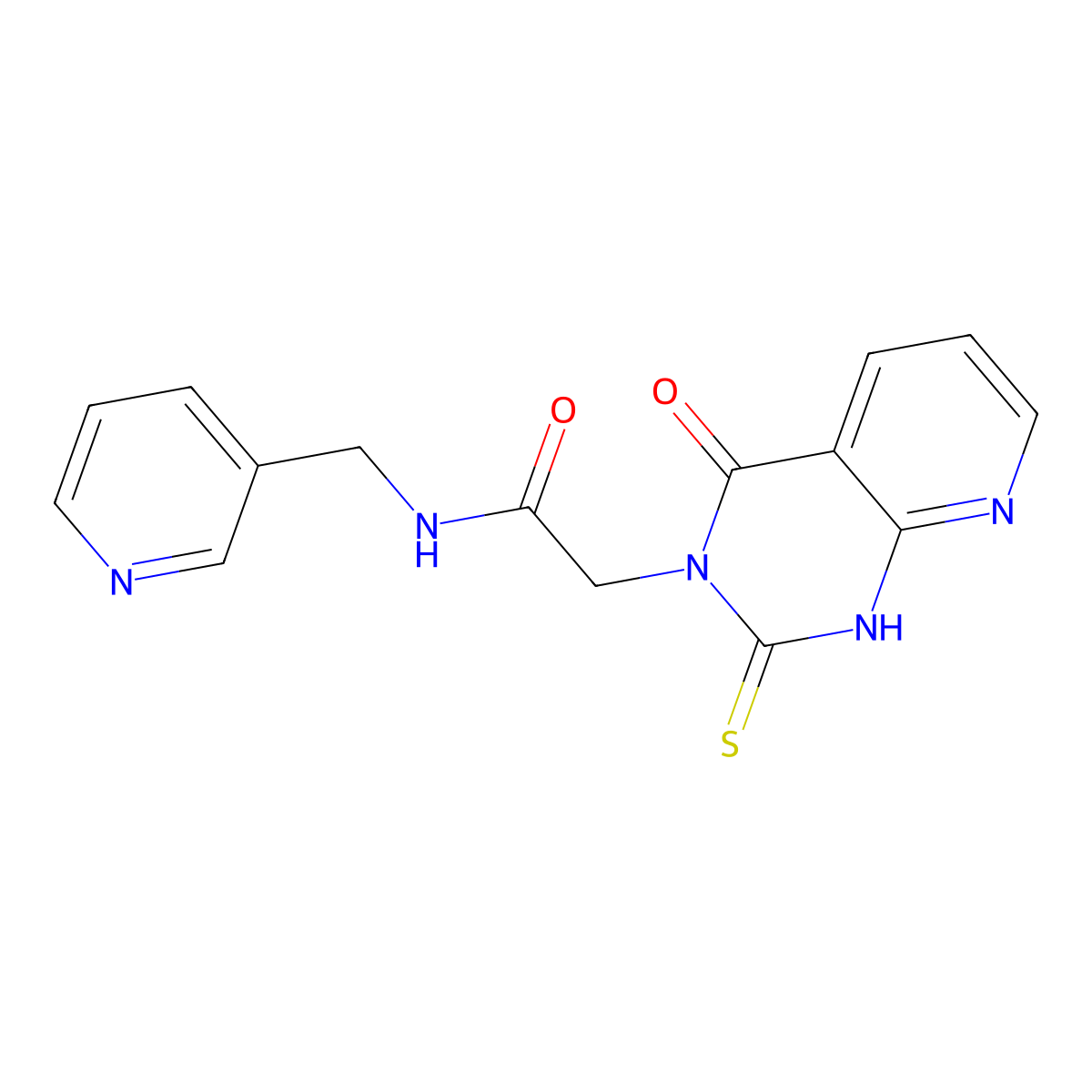 2-(4-oxo-2-sulfanylidene-1H-pyrido[2,3-d]pyrimidin-3-yl)-N-(pyridin-3-ylmethyl)acetamide molecular structure, CAS 688793-58-0