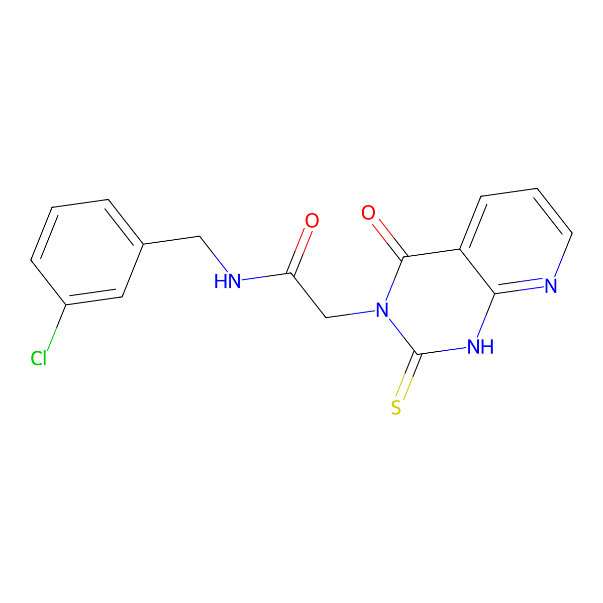 N-[(3-chlorophenyl)methyl]-2-(4-oxo-2-sulfanylidene-1H-pyrido[2,3-d]pyrimidin-3-yl)acetamide molecular structure, CAS 688793-59-1