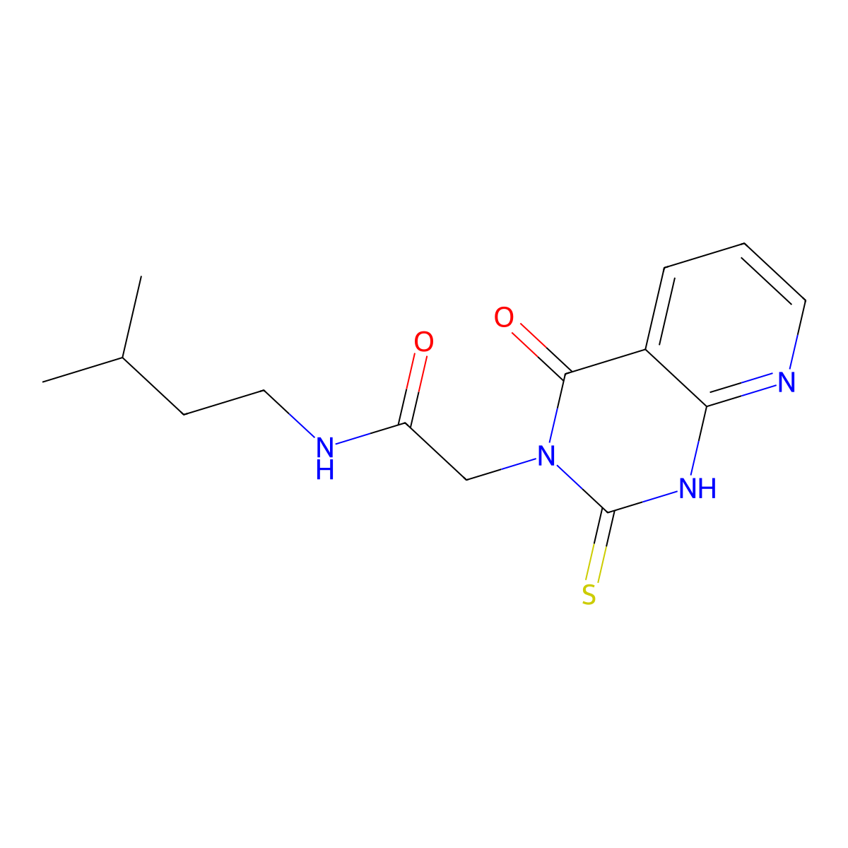 N-(3-methylbutyl)-2-(4-oxo-2-sulfanylidene-1H-pyrido[2,3-d]pyrimidin-3-yl)acetamide molecular structure, CAS 688793-66-0