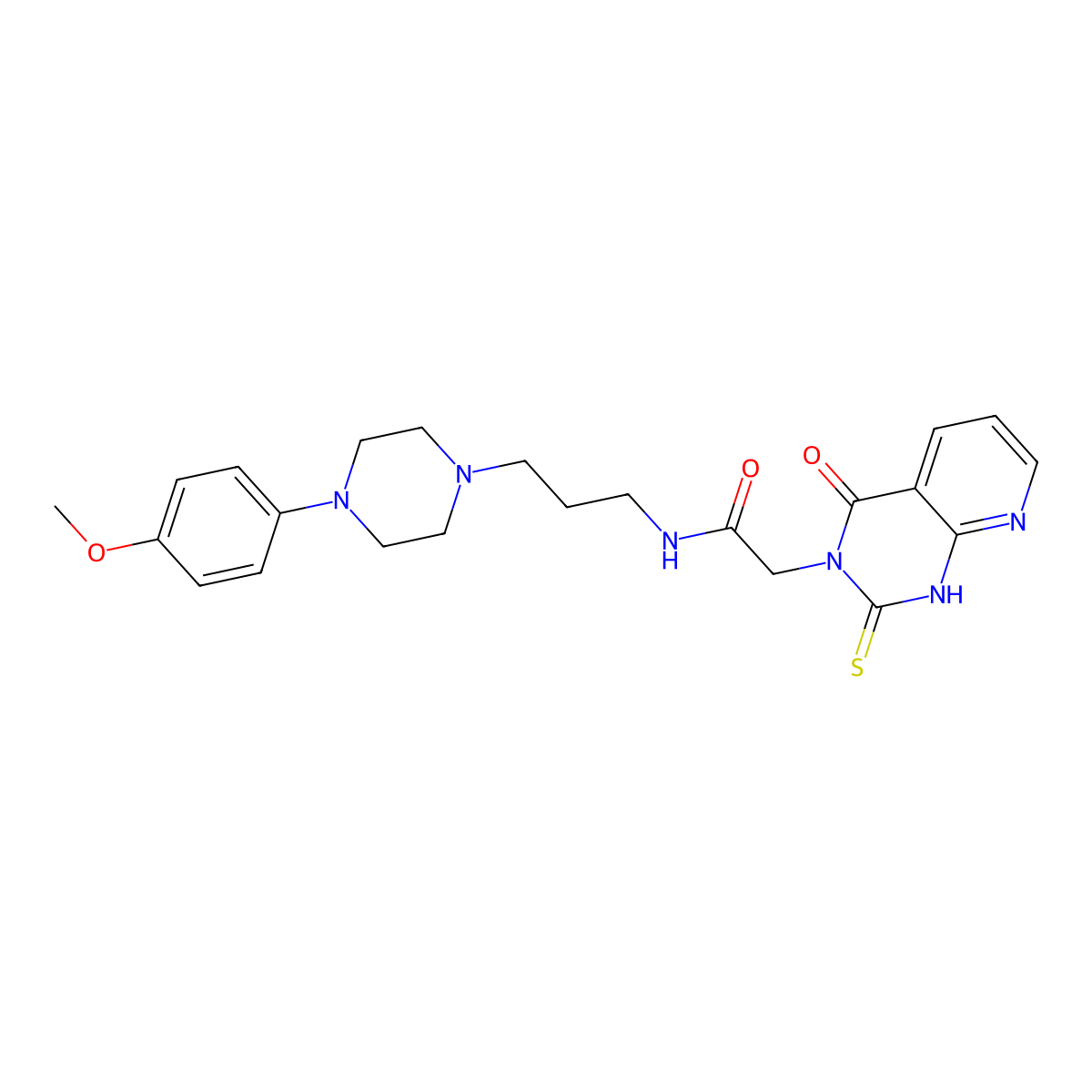 N-(3-(4-(4-methoxyphenyl)piperazin-1-yl)propyl)-2-(4-oxo-2-thioxo-1,2-dihydropyrido[2,3-d]pyrimidin-3(4H)-yl)acetamide molecular structure, CAS 688793-69-3