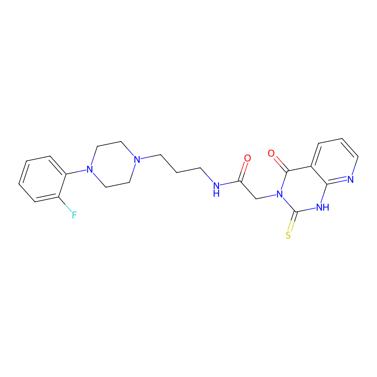 N-(3-(4-(2-fluorophenyl)piperazin-1-yl)propyl)-2-(4-oxo-2-thioxo-1,2-dihydropyrido[2,3-d]pyrimidin-3(4H)-yl)acetamide molecular structure, CAS 688793-70-6