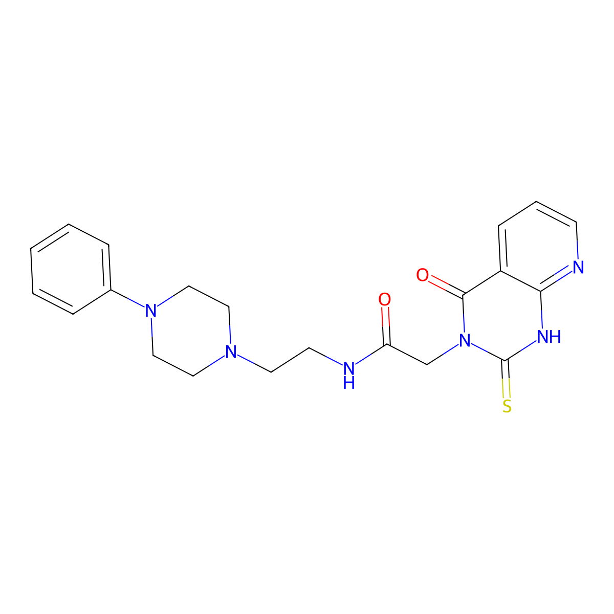 2-(4-oxo-2-thioxo-1,2-dihydropyrido[2,3-d]pyrimidin-3(4H)-yl)-N-(2-(4-phenylpiperazin-1-yl)ethyl)acetamide molecular structure, CAS 688793-75-1