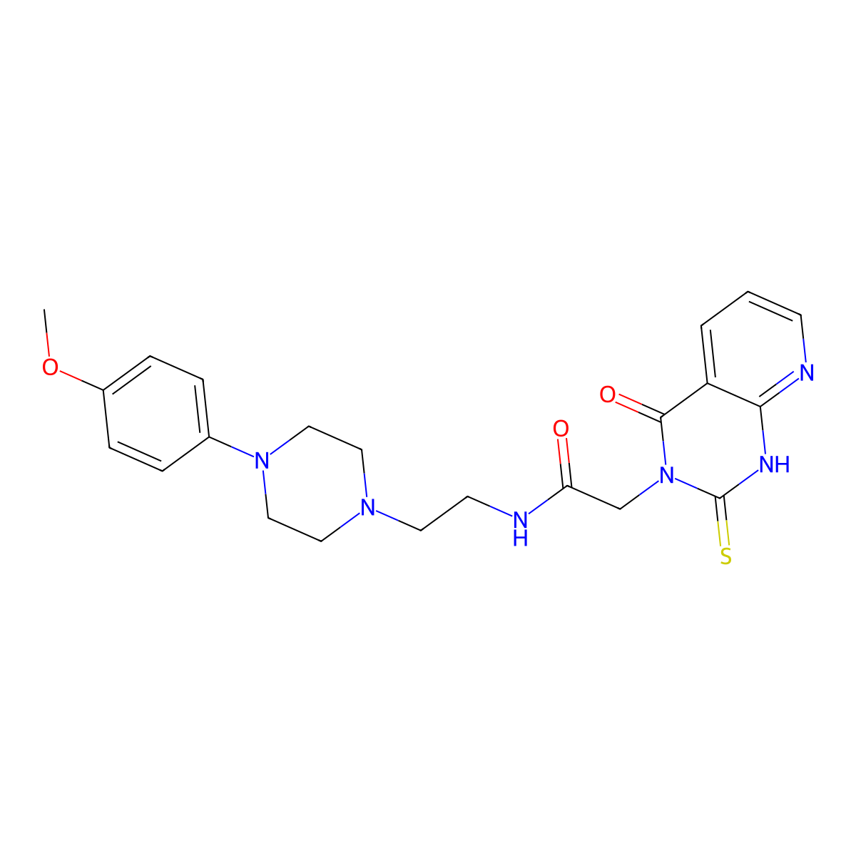 N-(2-(4-(4-methoxyphenyl)piperazin-1-yl)ethyl)-2-(4-oxo-2-thioxo-1,2-dihydropyrido[2,3-d]pyrimidin-3(4H)-yl)acetamide molecular structure, CAS 688793-76-2