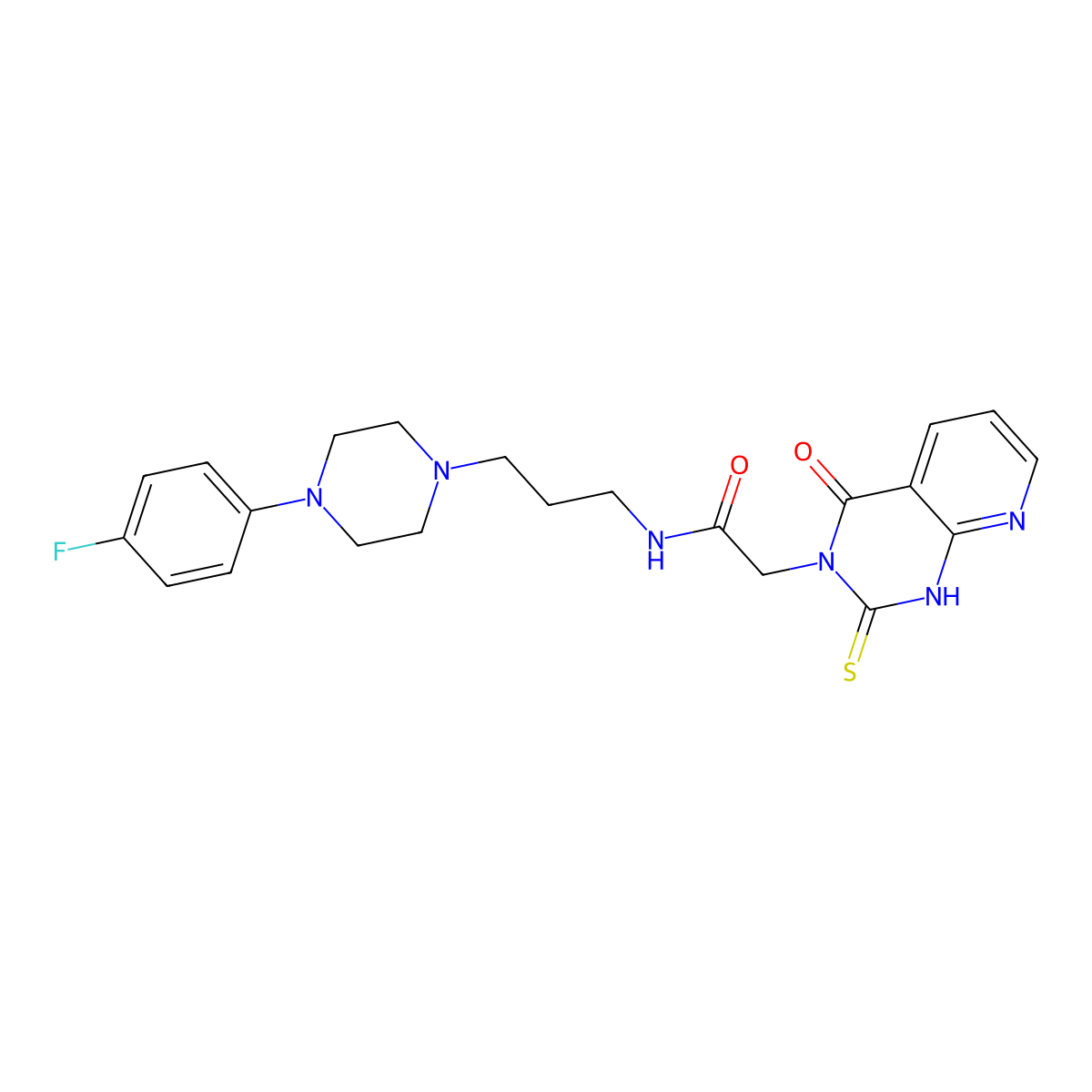 N-[3-[4-(4-fluorophenyl)piperazin-1-yl]propyl]-2-(4-oxo-2-sulfanylidene-1H-pyrido[2,3-d]pyrimidin-3-yl)acetamide molecular structure, CAS 688793-77-3