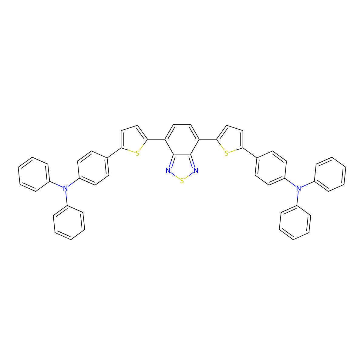 4,4'-(Benzo[c][1,2,5]thiadiazole-4,7-diylbis(thiophene-5,2-diyl))bis(N,N-diphenylaniline) molecular structure, CAS 688803-92-1