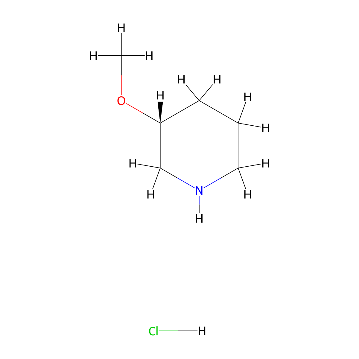 (3R)-3-methoxypiperidine hydrochloride molecular structure, CAS 688809-95-2