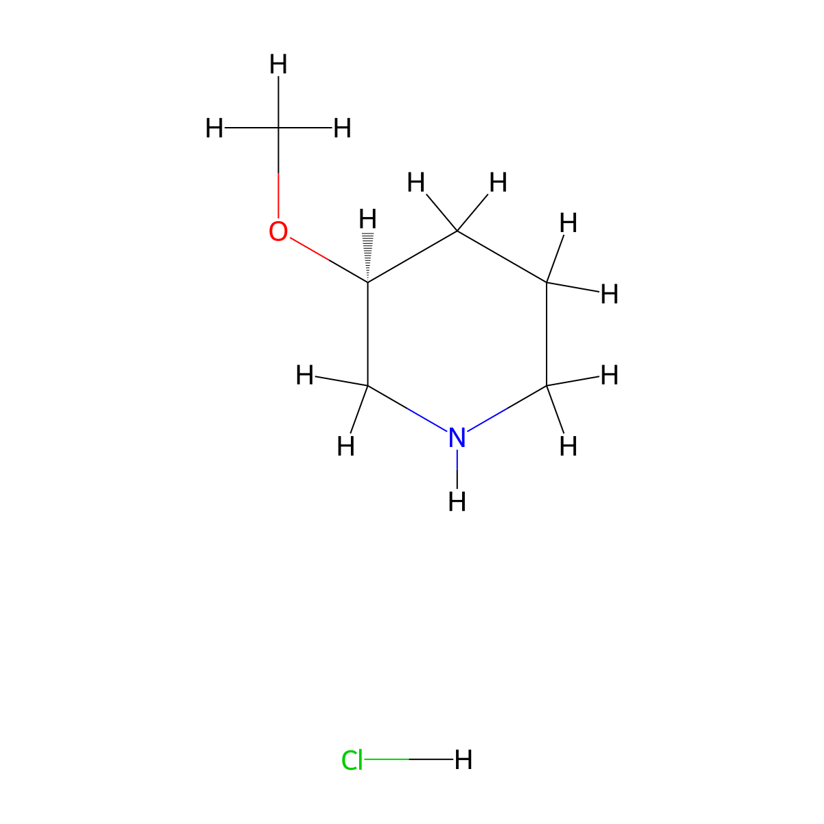 (3S)-3-methoxypiperidine hydrochloride molecular structure, CAS 688809-96-3