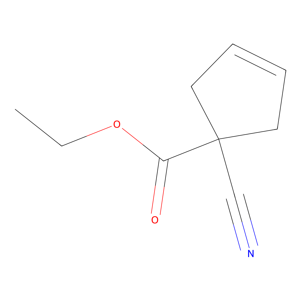 Ethyl 1-cyanocyclopent-3-ene-1-carboxylate molecular structure, CAS 68882-32-6