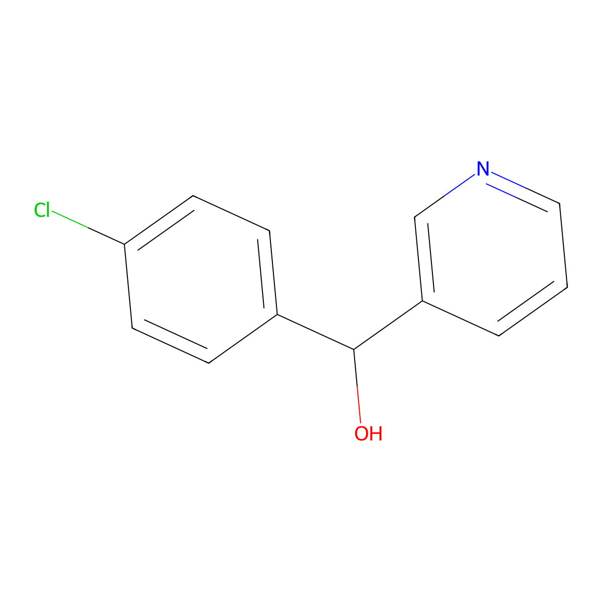 (4-Chlorophenyl)(pyridin-3-yl)methanol molecular structure, CAS 68885-32-5