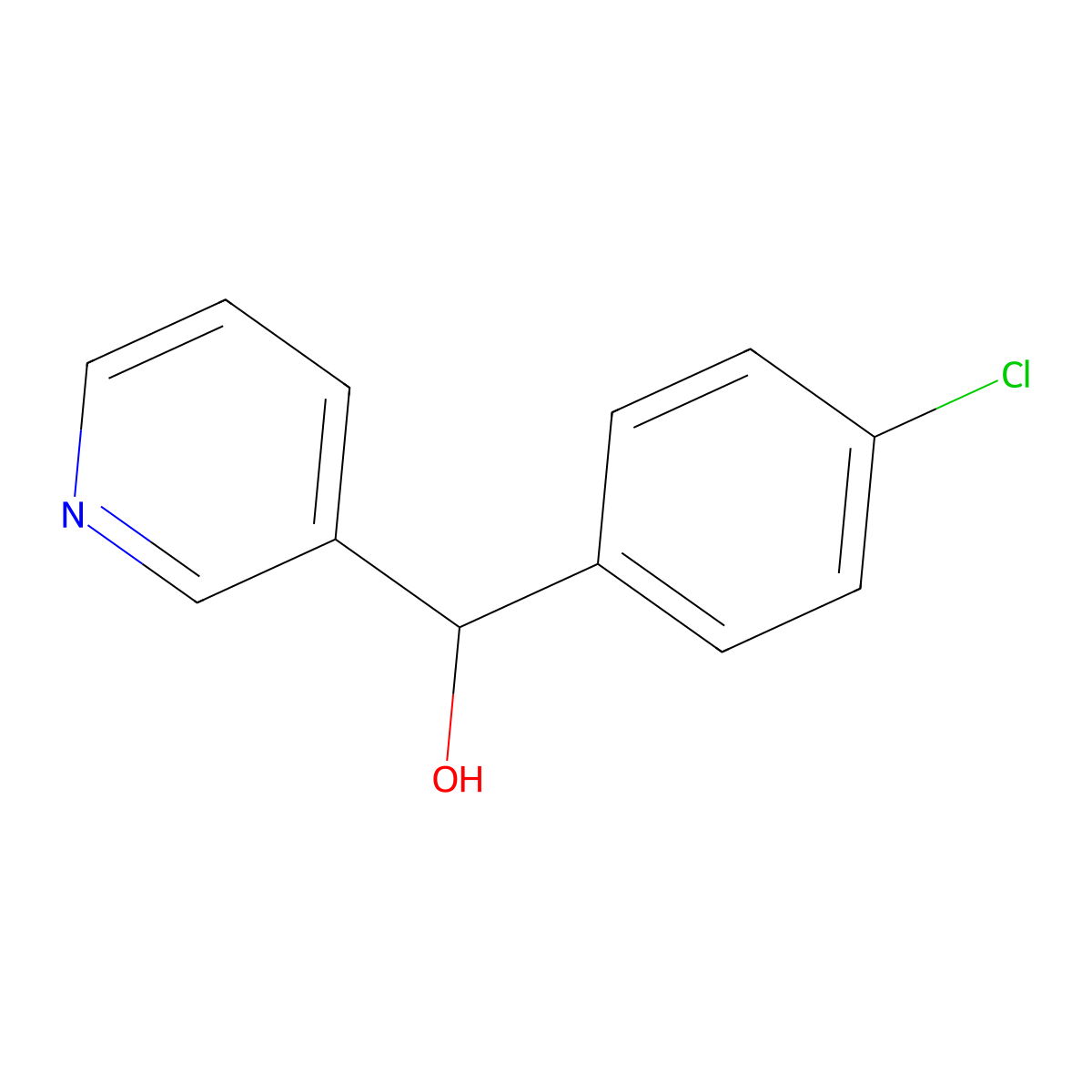(4-Chlorophenyl)(pyridin-3-yl)methanol molecular structure, CAS 68885-32-5