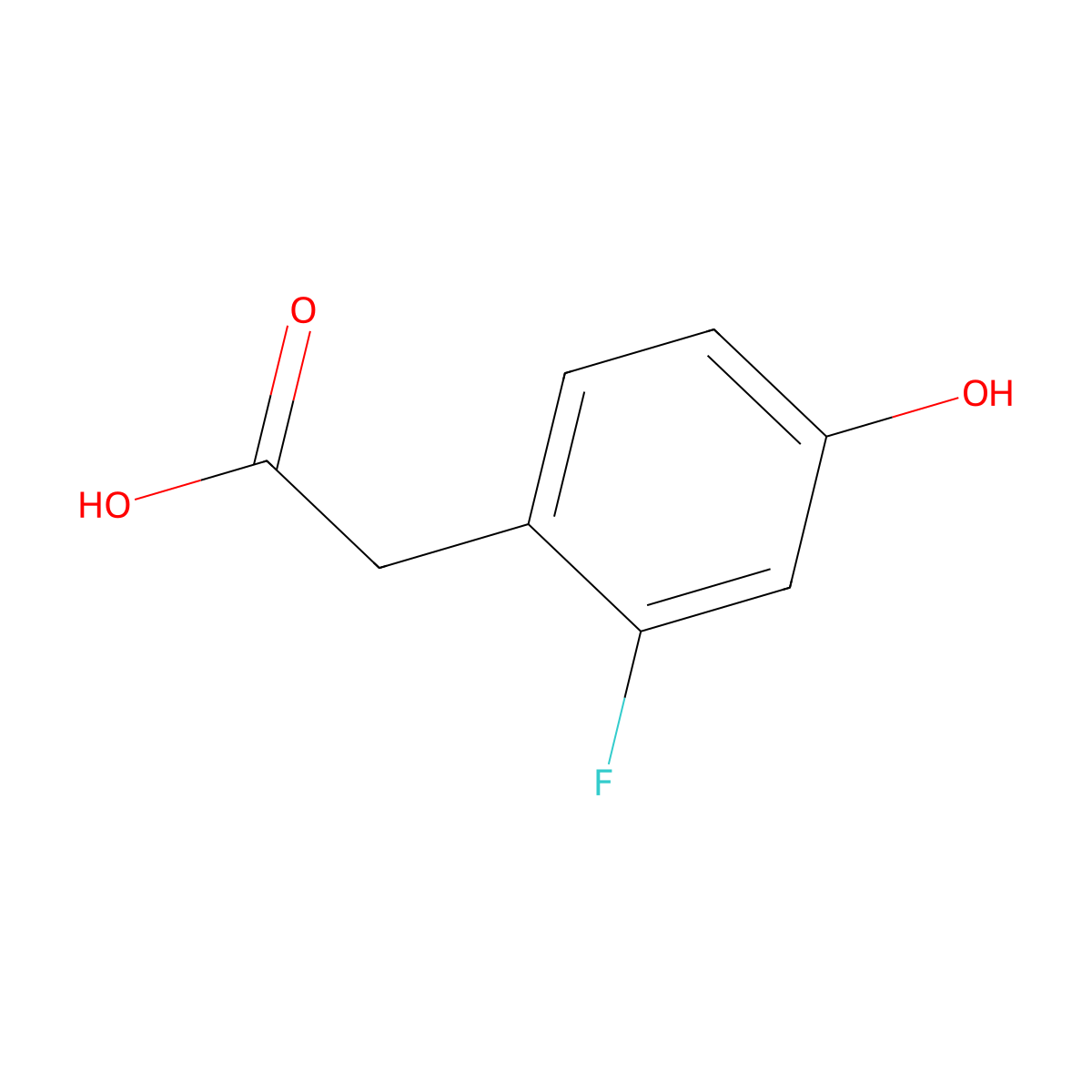 2-Fluoro-4-hydroxyphenylacetic acid molecular structure, CAS 68886-07-7