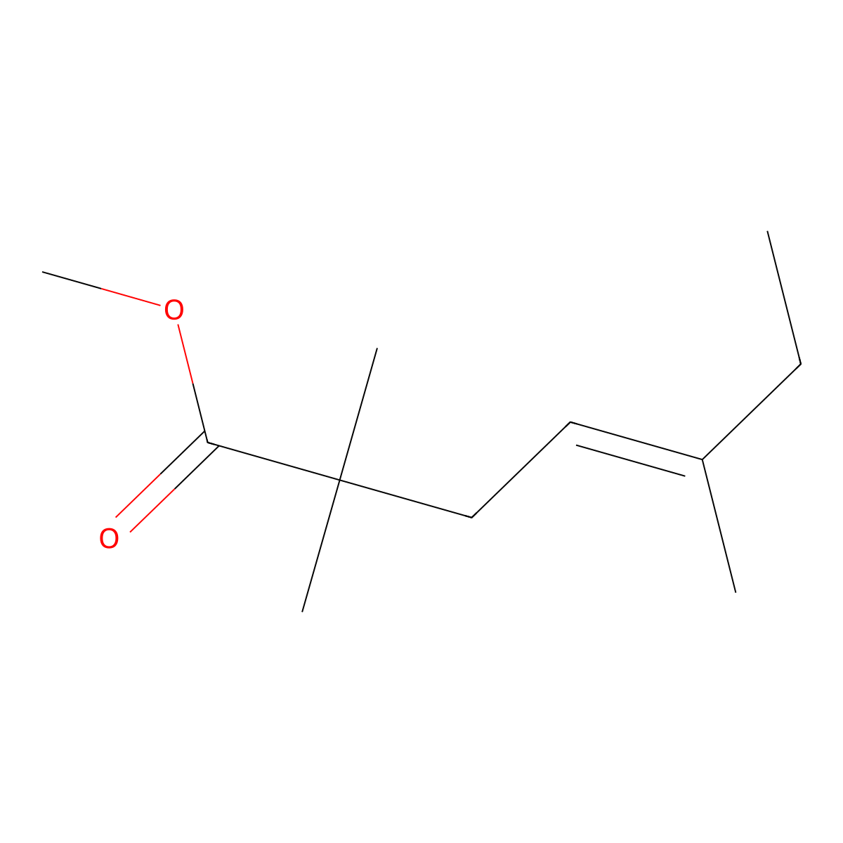 4-Heptenoic acid, 2,2,5-trimethyl-, methyl ester molecular structure, CAS 68891-90-7