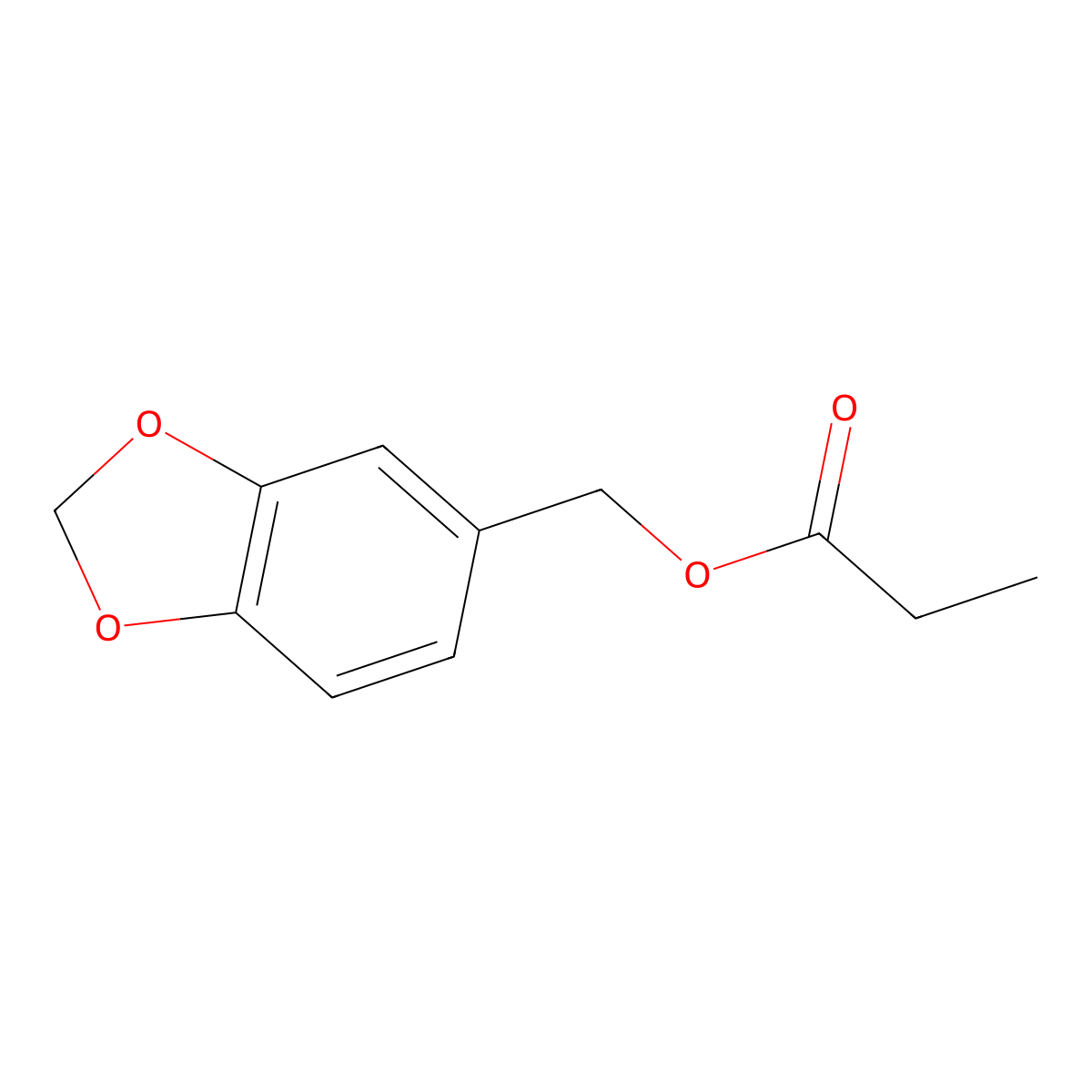 Benzo-1,3-dioxole-5-methanol propanoate molecular structure, CAS 6890-26-2