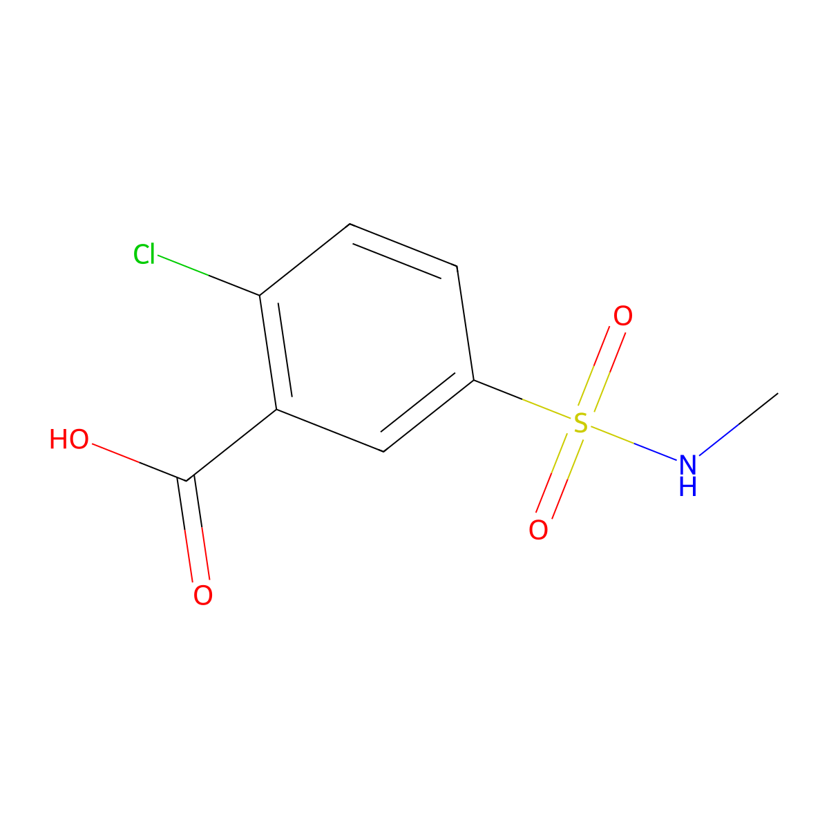 Benzoic acid, 2-chloro-5-[(methylamino)sulfonyl]- molecular structure, CAS 68901-09-7