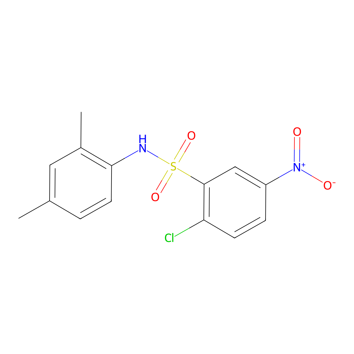 Benzenesulfonamide, 2-chloro-N-(2,4-dimethylphenyl)-5-nitro- molecular structure, CAS 68901-10-0