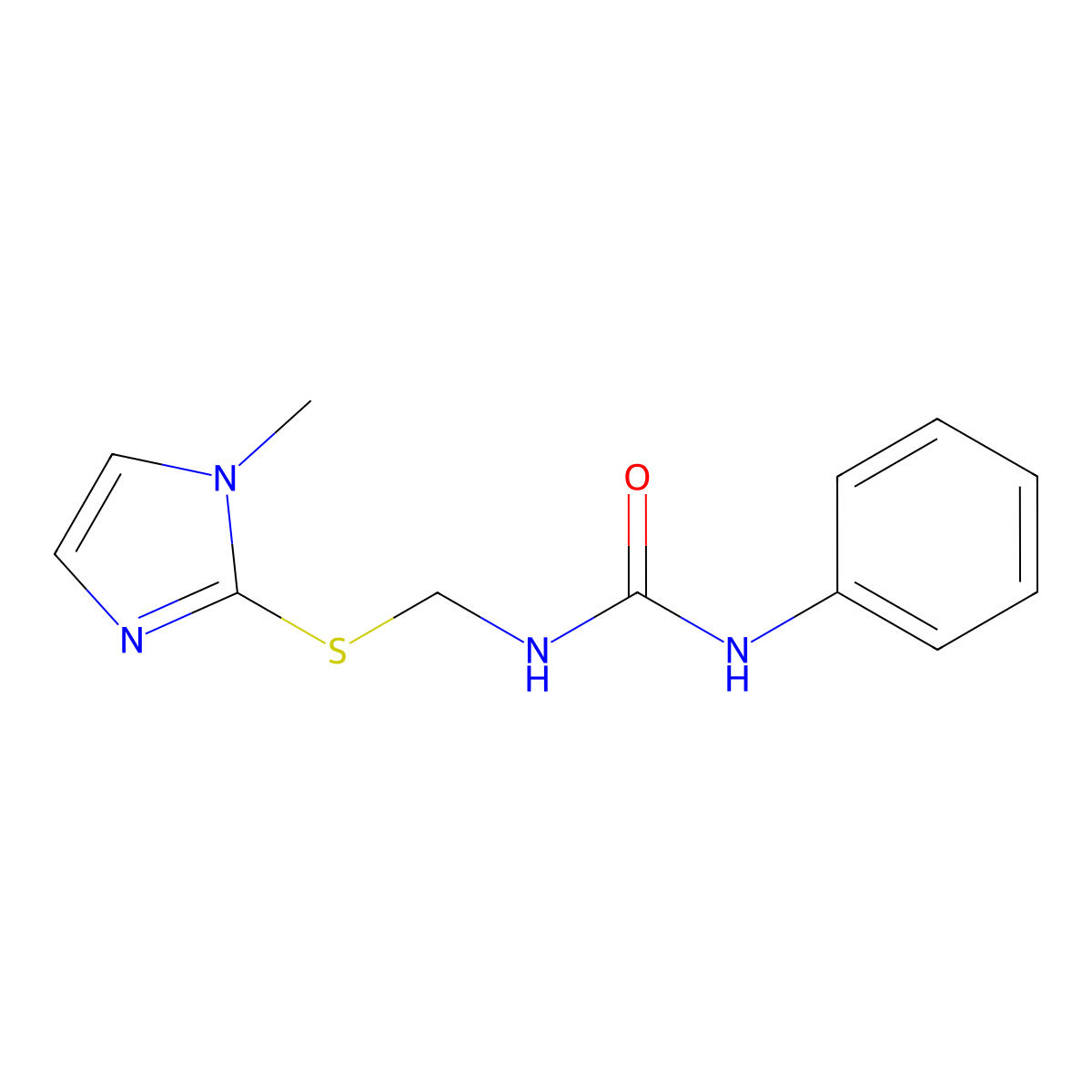 Urea, N-[[(1-methyl-1H-imidazol-2-yl)thio]methyl]-N'-phenyl- molecular structure, CAS 68901-16-6