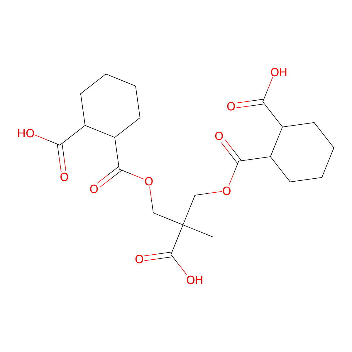1,2-Cyclohexanedicarboxylic acid, 1,1'-(2-carboxy-2-methyl-1,3-propanediyl) ester molecular structure, CAS 68901-21-3