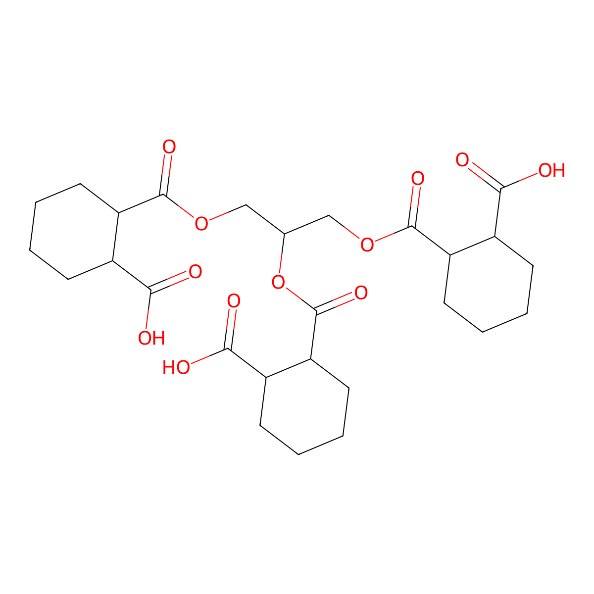 1,2-Cyclohexanedicarboxylic acid, 1,1',1''-(1,2,3-propanetriyl) ester molecular structure, CAS 68901-23-5