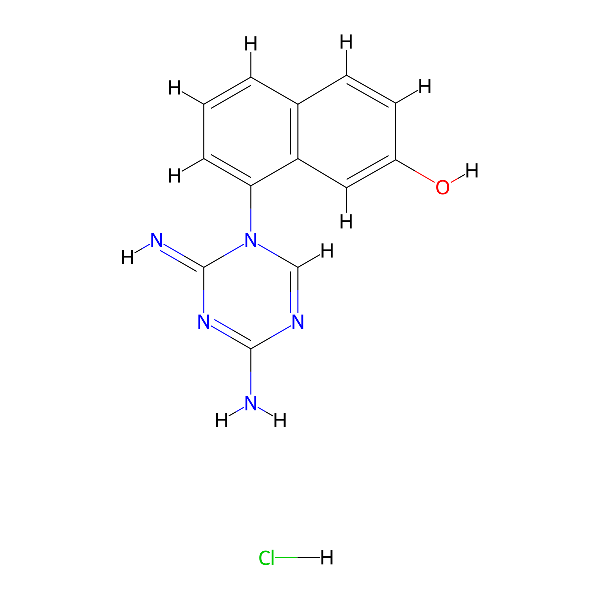 2-Naphthalenol, 8-(2-amino-4-imino-1,3,5-triazin-1(4H)-yl)-, hydrochloride (1:1) molecular structure, CAS 68911-97-7