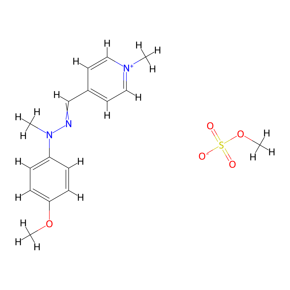 Pyridinium, 4-((2-(4-methoxyphenyl)-2-methylhydrazinylidene)methyl)-1-methyl-, methyl sulfate (1:1) molecular structure, CAS 68912-02-7
