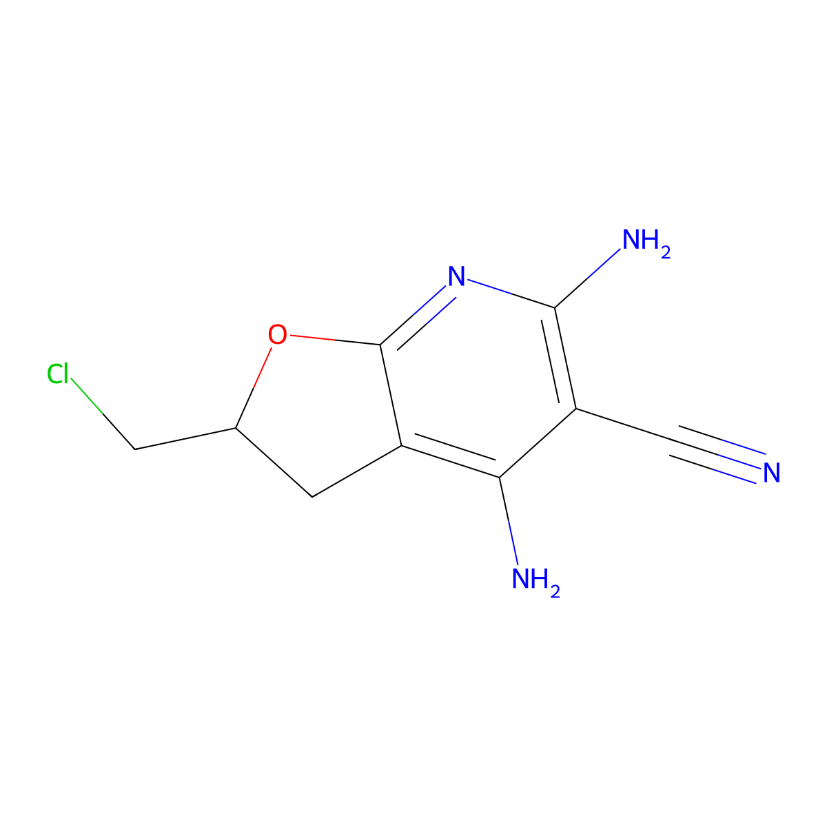4,6-Diamino-2-(chloromethyl)-2,3-dihydrofuro[2,3-b]pyridine-5-carbonitrile molecular structure, CAS 68913-66-6