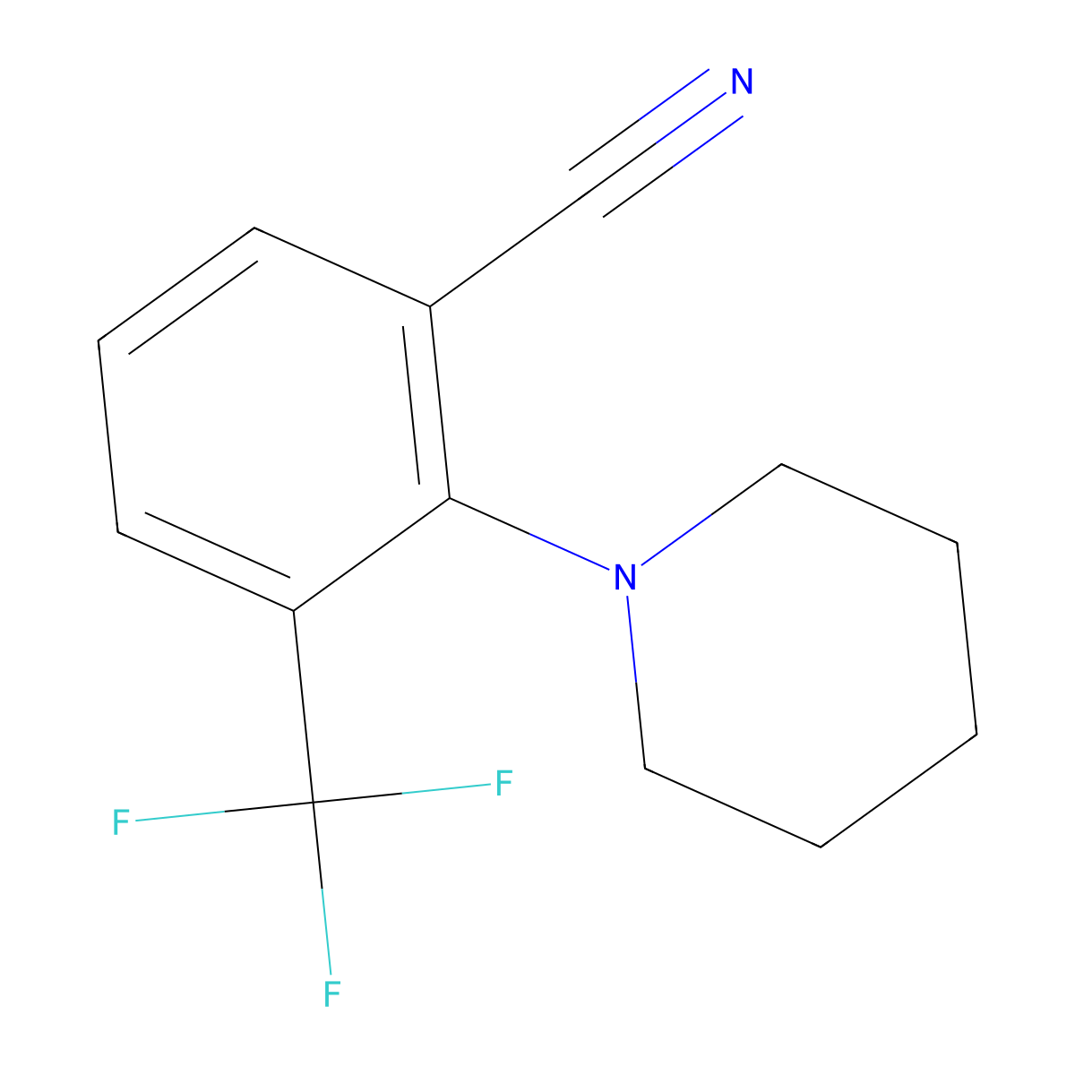 2-(Piperidin-1-yl)-3-(trifluoromethyl)benzonitrile molecular structure, CAS 689142-72-1
