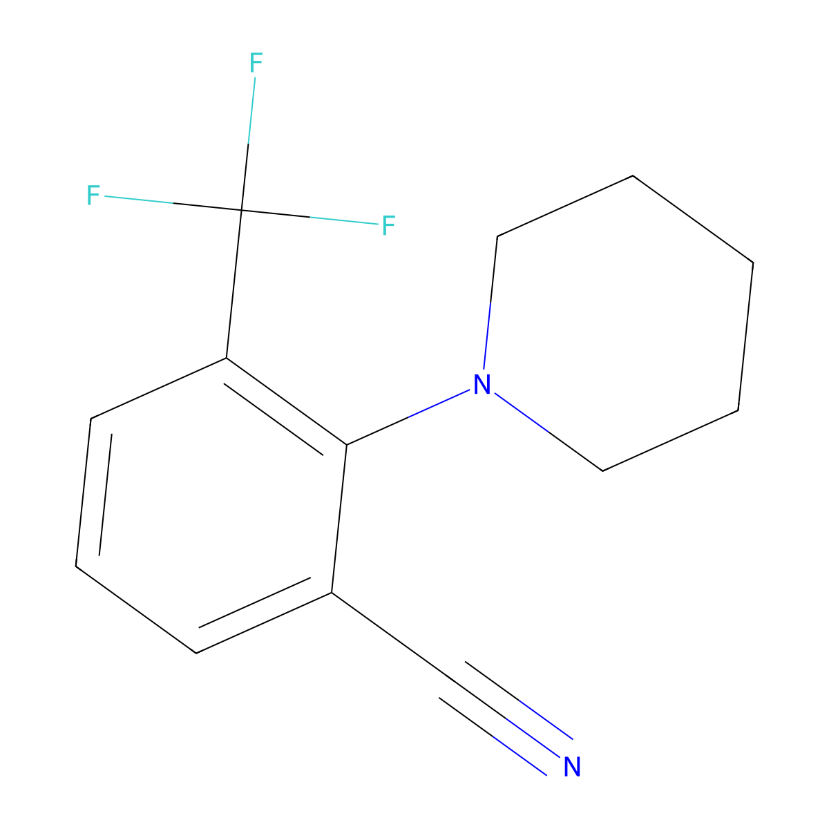 2-(Piperidin-1-yl)-3-(trifluoromethyl)benzonitrile molecular structure, CAS 689142-72-1
