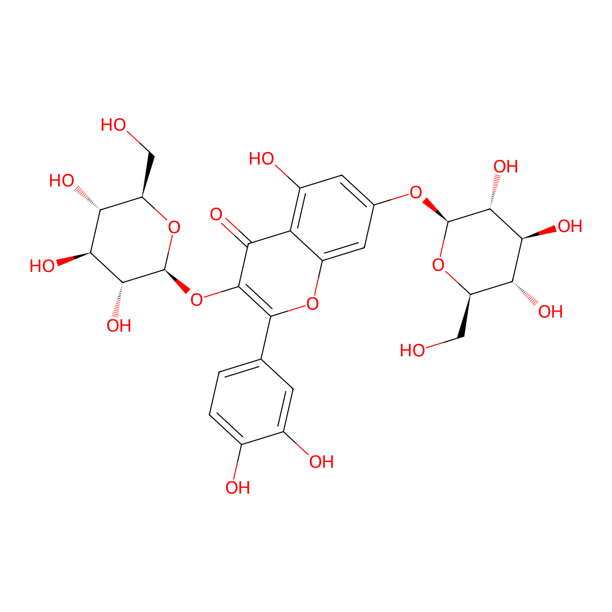 Quercetin 3,7-diglucoside molecular structure, CAS 6892-74-6