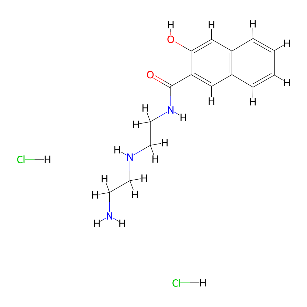 2-Naphthalenecarboxamide, N-[2-[(2-aminoethyl)amino]ethyl]-3-hydroxy-, hydrochloride (1:2) molecular structure, CAS 68921-73-3