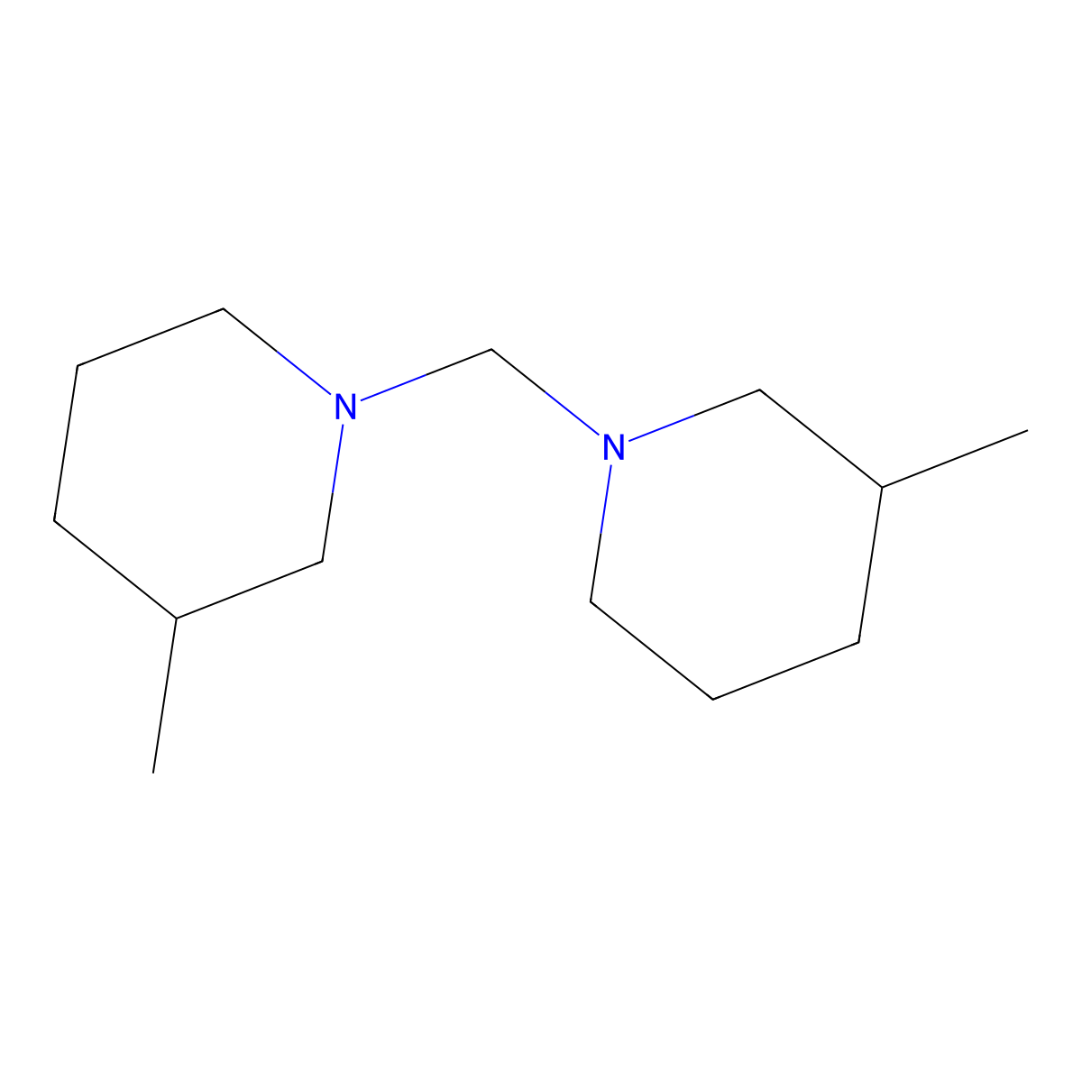 1,1'-Methylenebis[3-methylpiperidine] molecular structure, CAS 68922-17-8