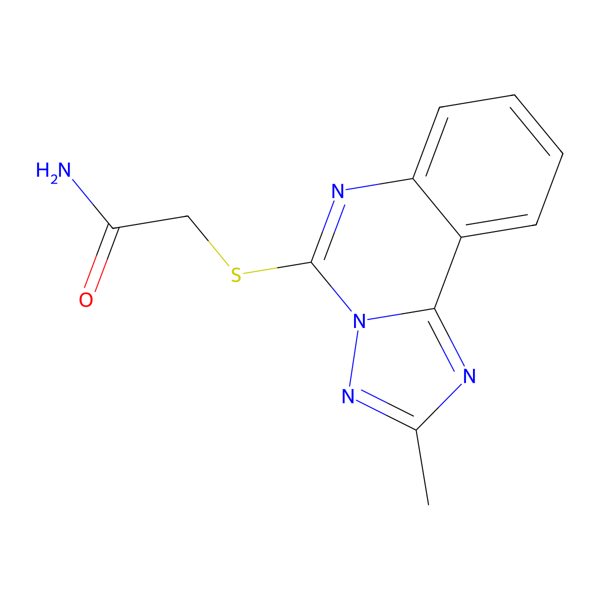 2-(2-Methyl-[1,2,4]triazolo[1,5-c]quinazolin-5-ylthio)acetamide molecular structure, CAS 689226-85-5