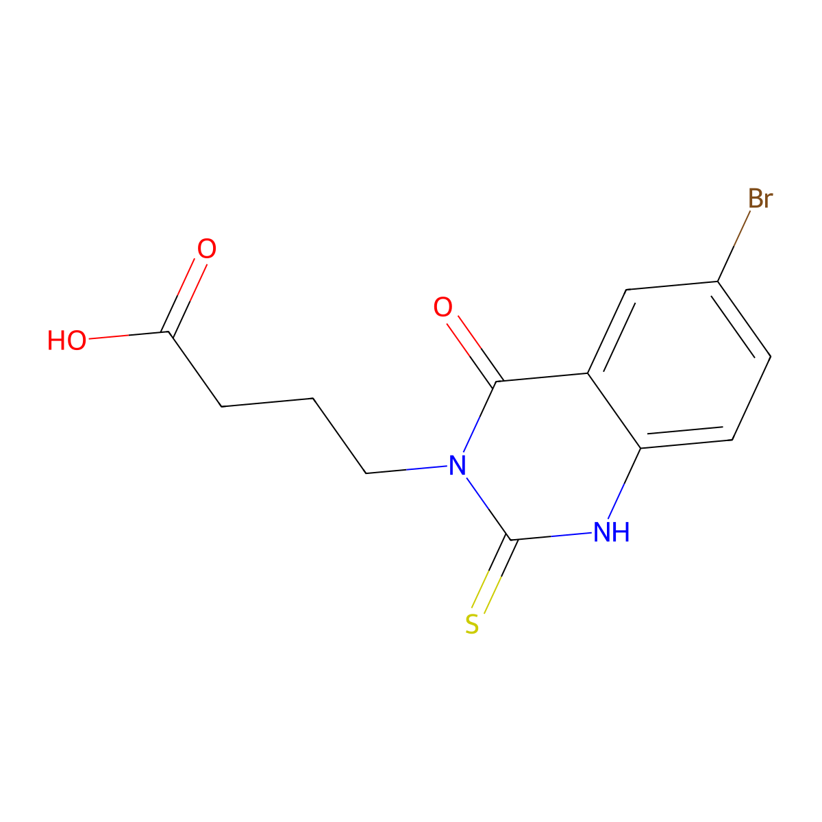 4-(6-bromo-4-oxo-2-sulfanylidene-1H-quinazolin-3-yl)butanoic Acid molecular structure, CAS 689227-16-5
