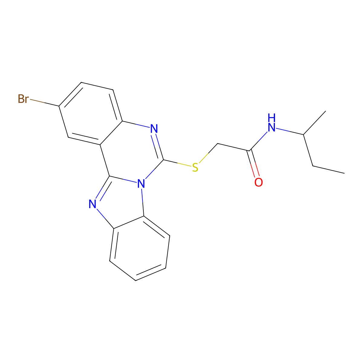 2-(2-bromobenzimidazolo[1,2-c]quinazolin-6-yl)sulfanyl-N-butan-2-ylacetamide molecular structure, CAS 689227-28-9