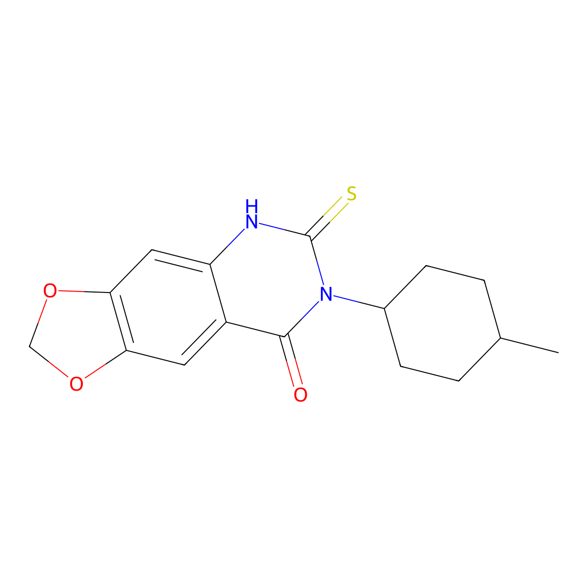 7-(4-methylcyclohexyl)-6-sulfanylidene-5H-[1,3]dioxolo[4,5-g]quinazolin-8-one molecular structure, CAS 689227-86-9